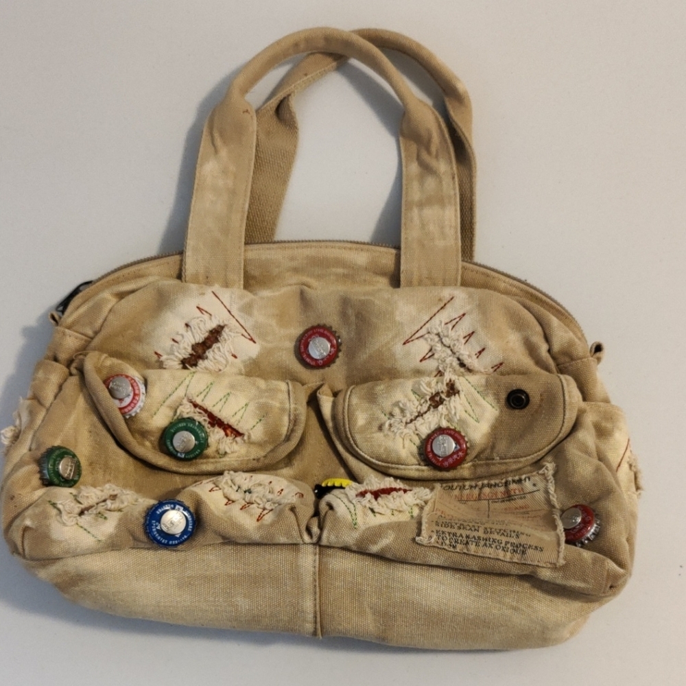 Stylish Denim Bag with Unique Embellishments